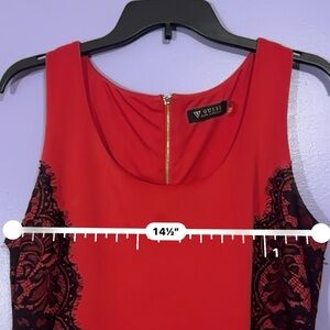Guess Red Sleeveless Dress with Black Lace